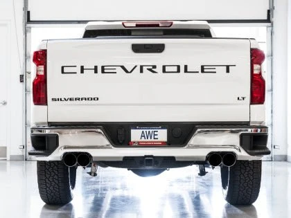 AWE 0FG Catback Split Rear Exit Exhaust (With Bumper Cutouts) w/ Diamond Black Tips 2019-2024 Chevrolet Silverado 1500 / 2019-2024 GMC Sierra 1500 - Image 4