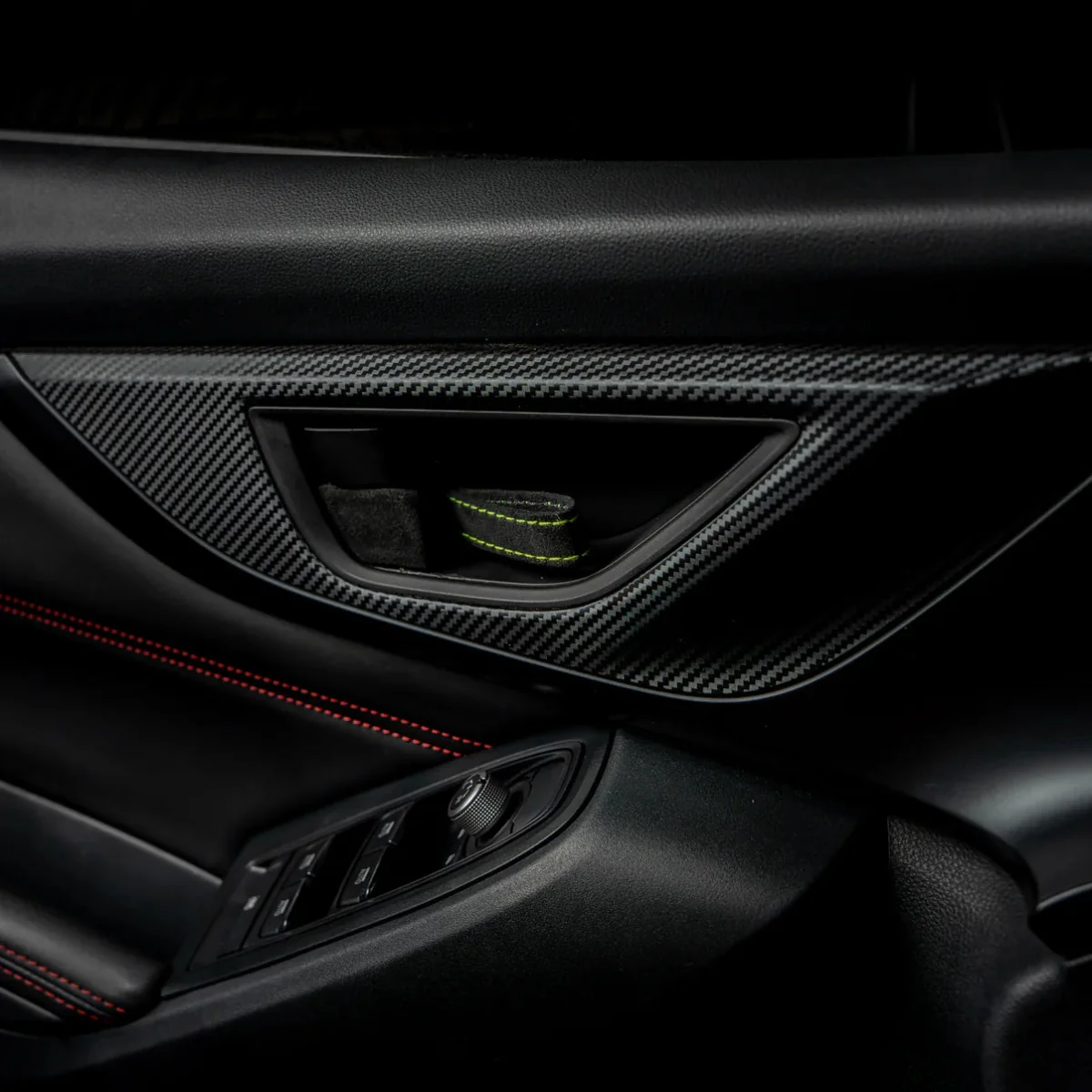 Billetworkz Alcantara Door Pull Strap Kit Pair Black w/ Neon Yellow Stitching 2022-2026 WRX / 2022-2026 BRZ / 2022-2026 GR86 / 2018-2025 Crosstrek / 2020-2025 Outback / 2020-2025 Legacy - Image 2