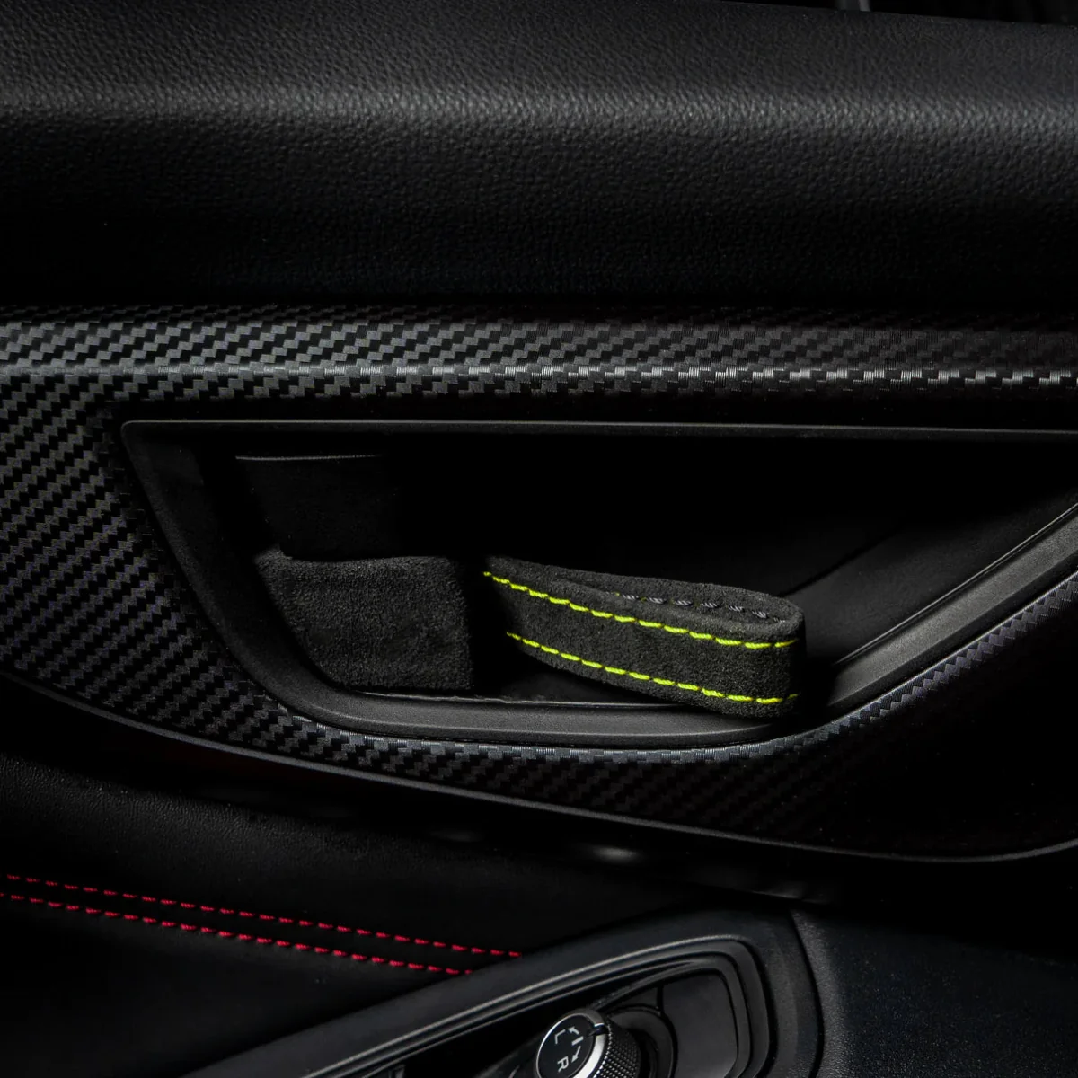 Billetworkz Alcantara Door Pull Strap Kit Pair Black w/ Neon Yellow Stitching 2022-2026 WRX / 2022-2026 BRZ / 2022-2026 GR86 / 2018-2025 Crosstrek / 2020-2025 Outback / 2020-2025 Legacy - Image 5