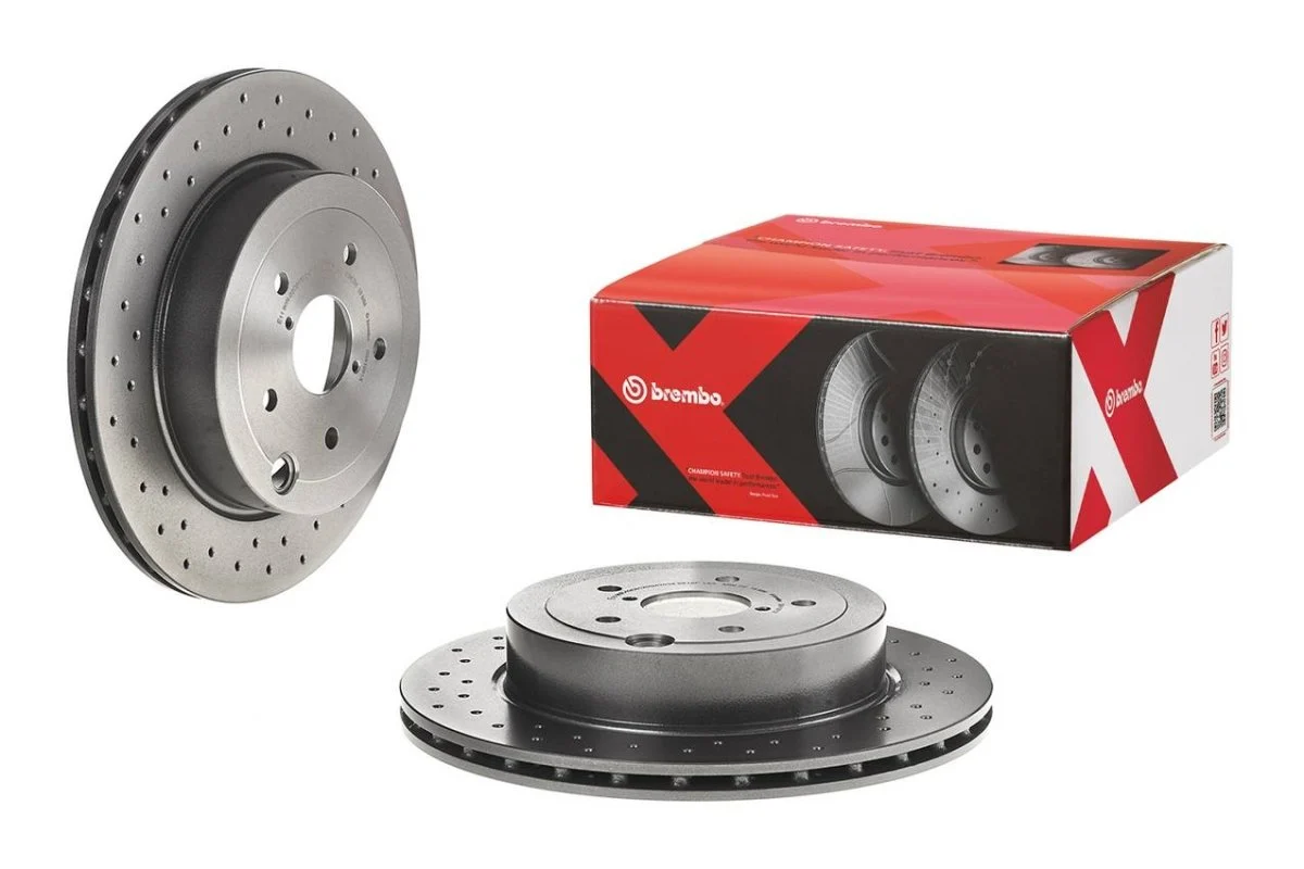 Brembo High Carbon Cast Iron Drilled Rear Vented Brake Rotor 2008-2017 STI