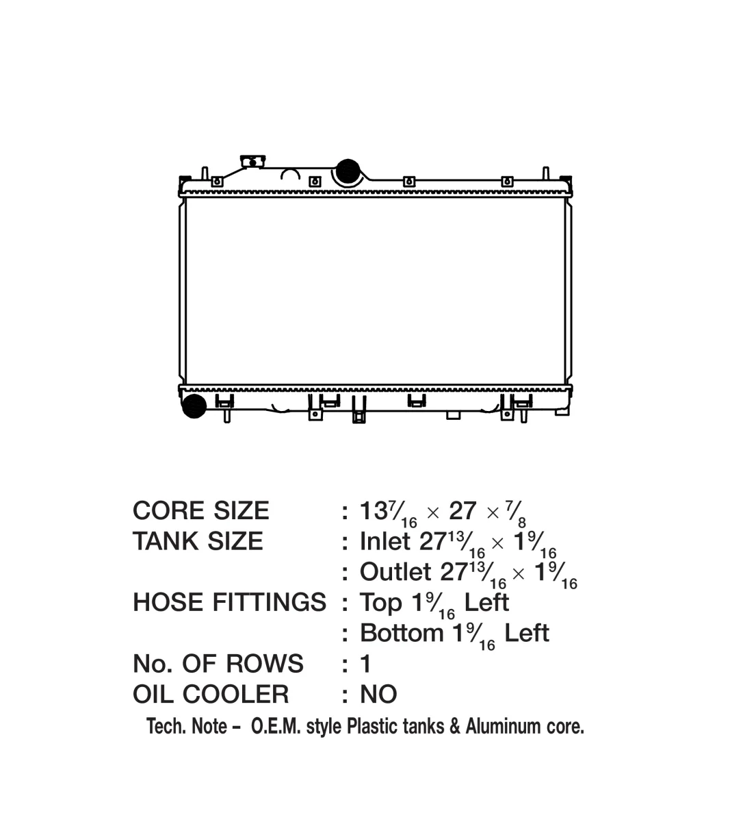 CSF 1 Row Plastic Tank Aluminum Core Radiator 2014-2018 Forester - Image 2
