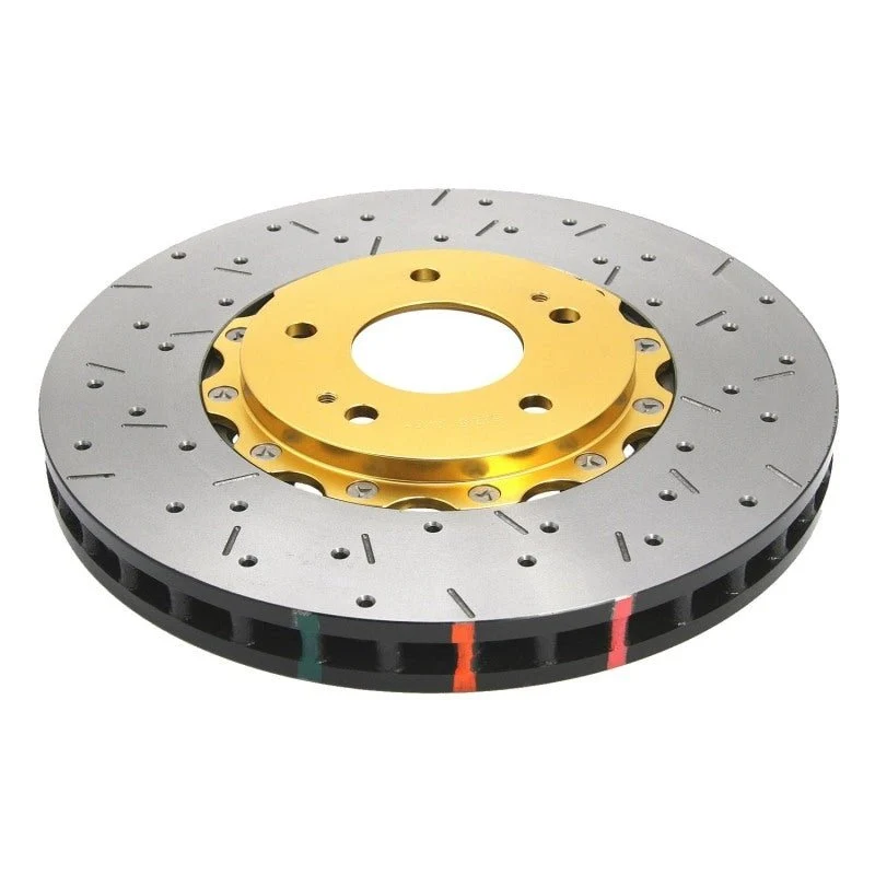 DBA 5000 Series Drilled / Slotted 2 Piece Front Rotor w/ Gold Hat 2002-2014 WRX