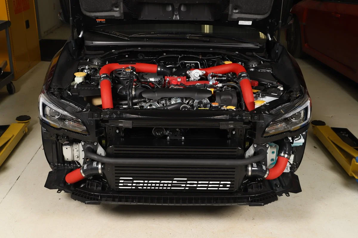 Grimmspeed Front Mount Intercooler Kit Black Core w/ Red Piping 2015-2021 WRX - Image 9