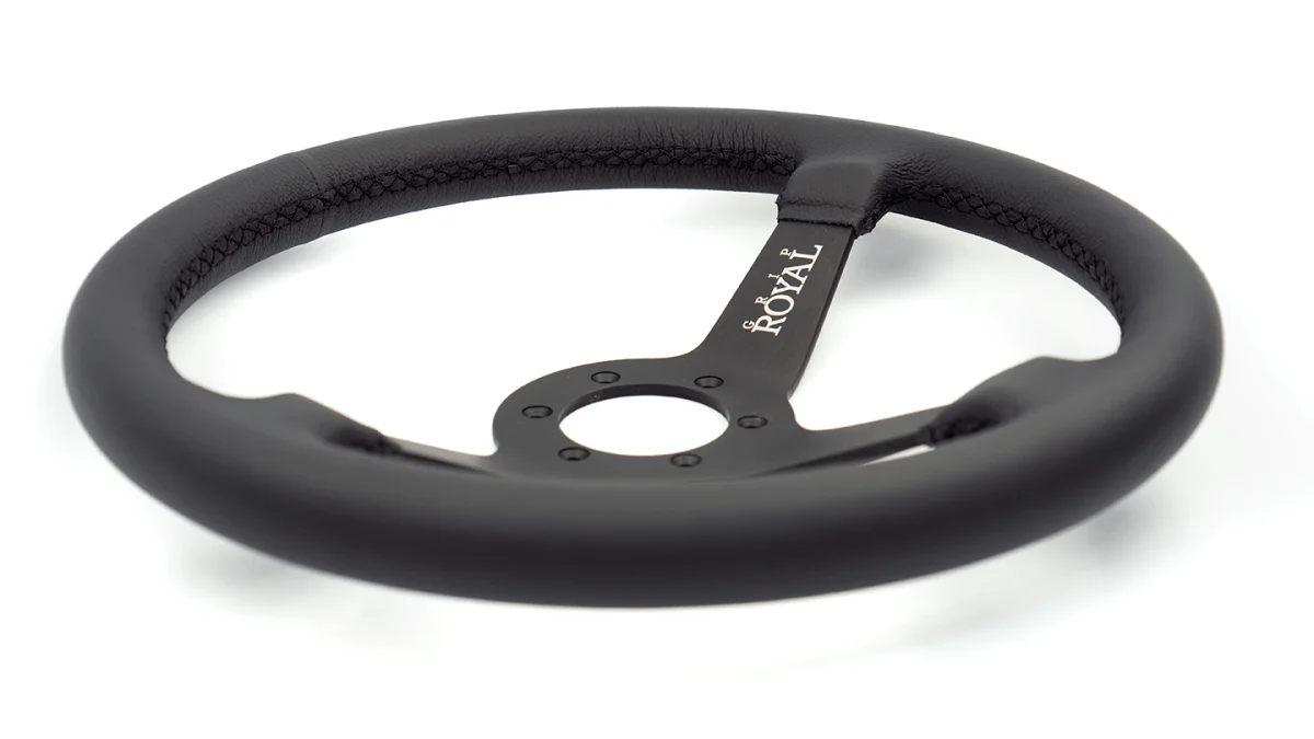 Grip Royal Brute 350mm Deep Dish Steering Wheel w/ Black Leather Grip and Black Stitching - Image 4