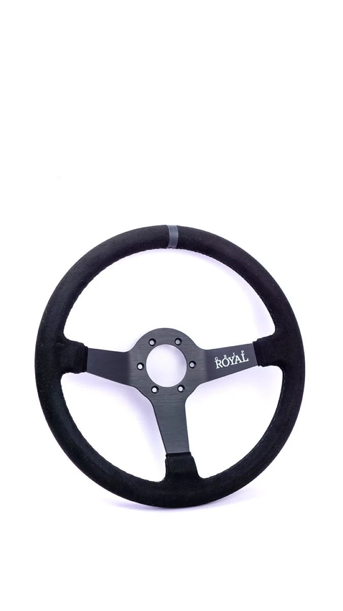 Grip Royal Brute 350mm Steering Wheel w/ Black Suede Grip/Black Stitching & Black Leather TDC Stripe - Image 4