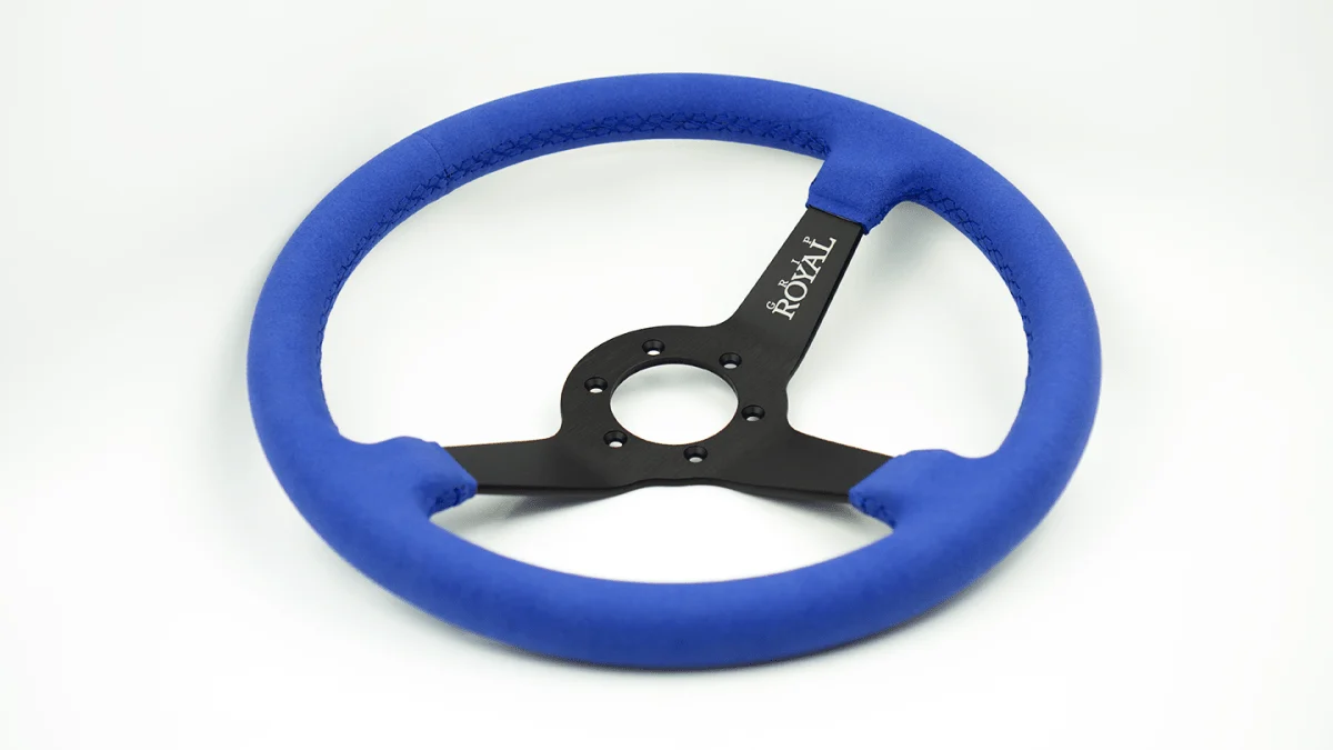 Grip Royal Brute 350mm Deep Dish Steering Wheel w/ Blue Suede Grip and Blue Stitching - Image 3