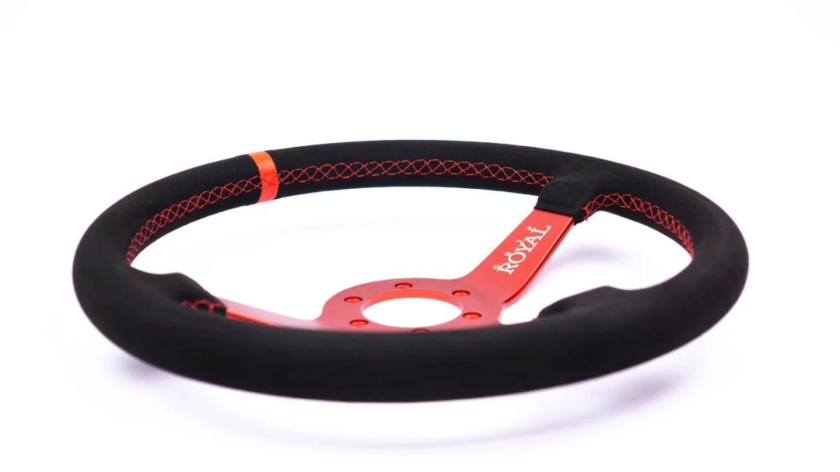 Grip Royal Brute 350mm Steering Wheel w/ Black Suede Grip/Red Stitching/Red TDC Stripe & Red Center - Image 12
