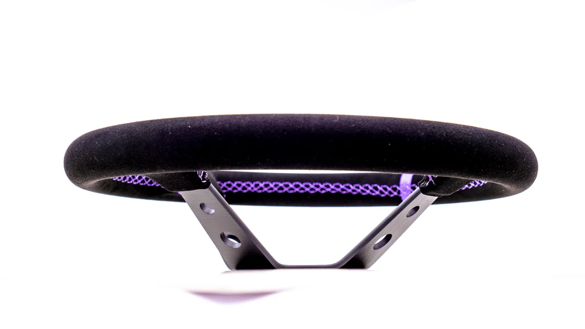 Grip Royal Club 350mm Steering Wheel w/ Black Suede Grip/Purple Stitching/And Purple TDC Stripe - Image 7