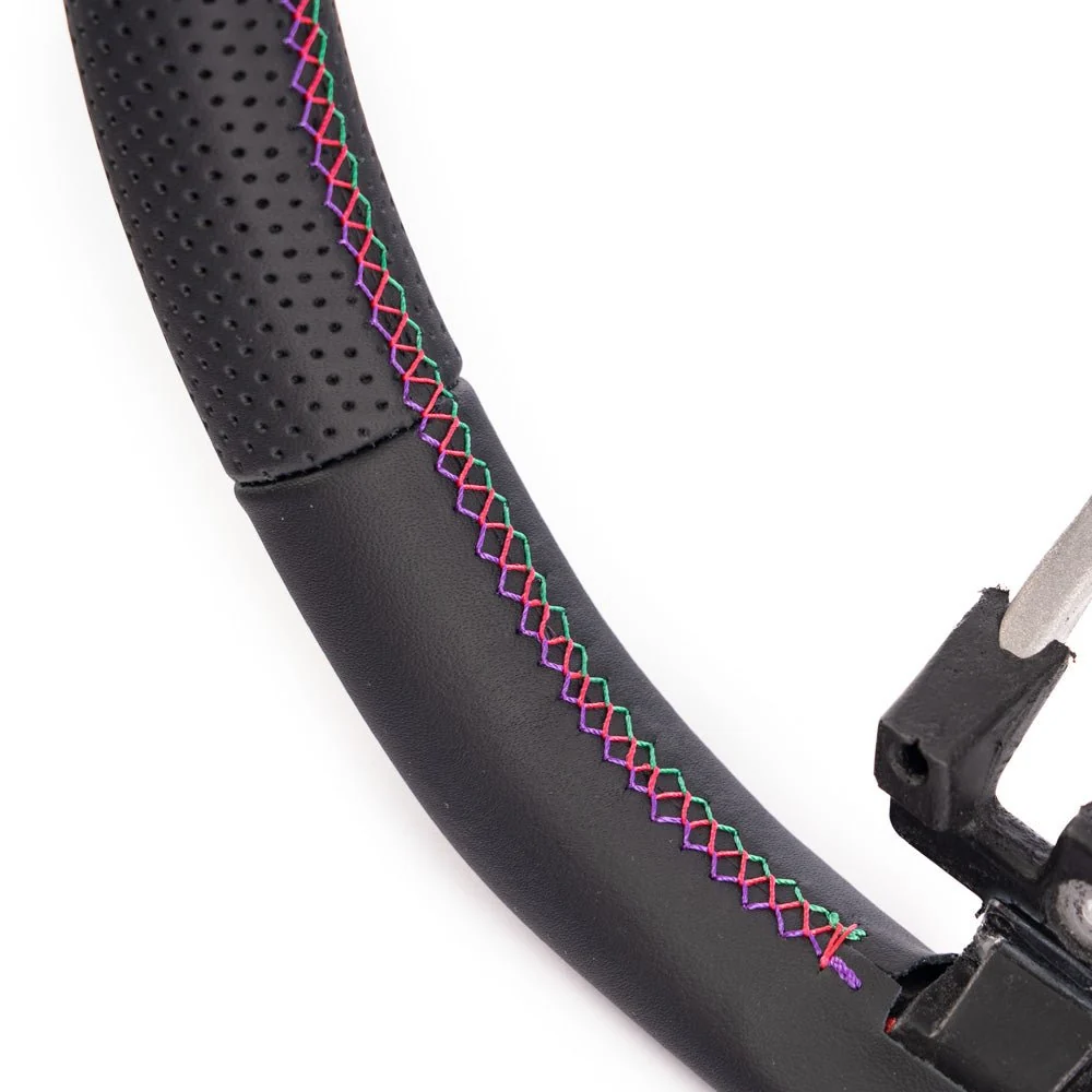 HKS Direct Fit Steering Wheel Black Smooth Leather w/ Perforated Grip, Oil Slick Stitching, and Embroidered HKS Logo 2015-2021 WRX / 2015-2021 STI - Image 4