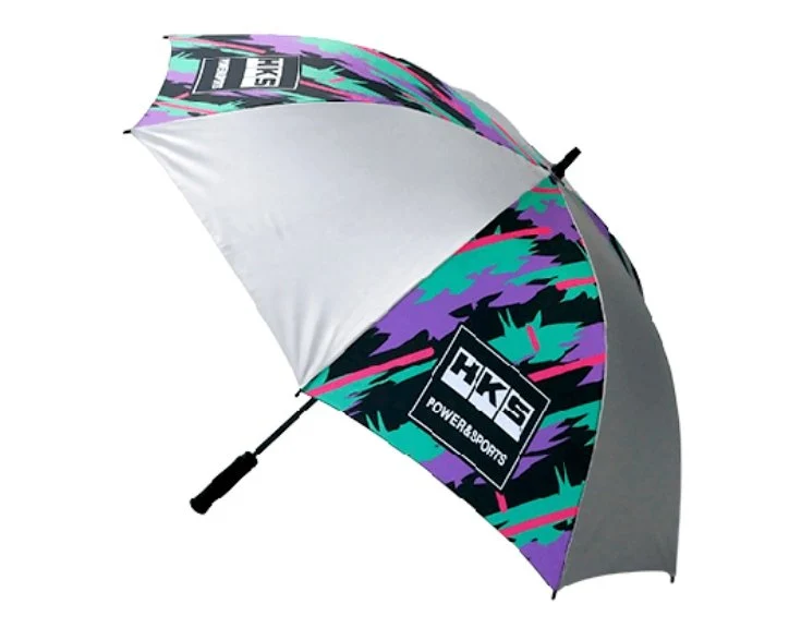HKS Silver / Oil Slick Folding Umbrella