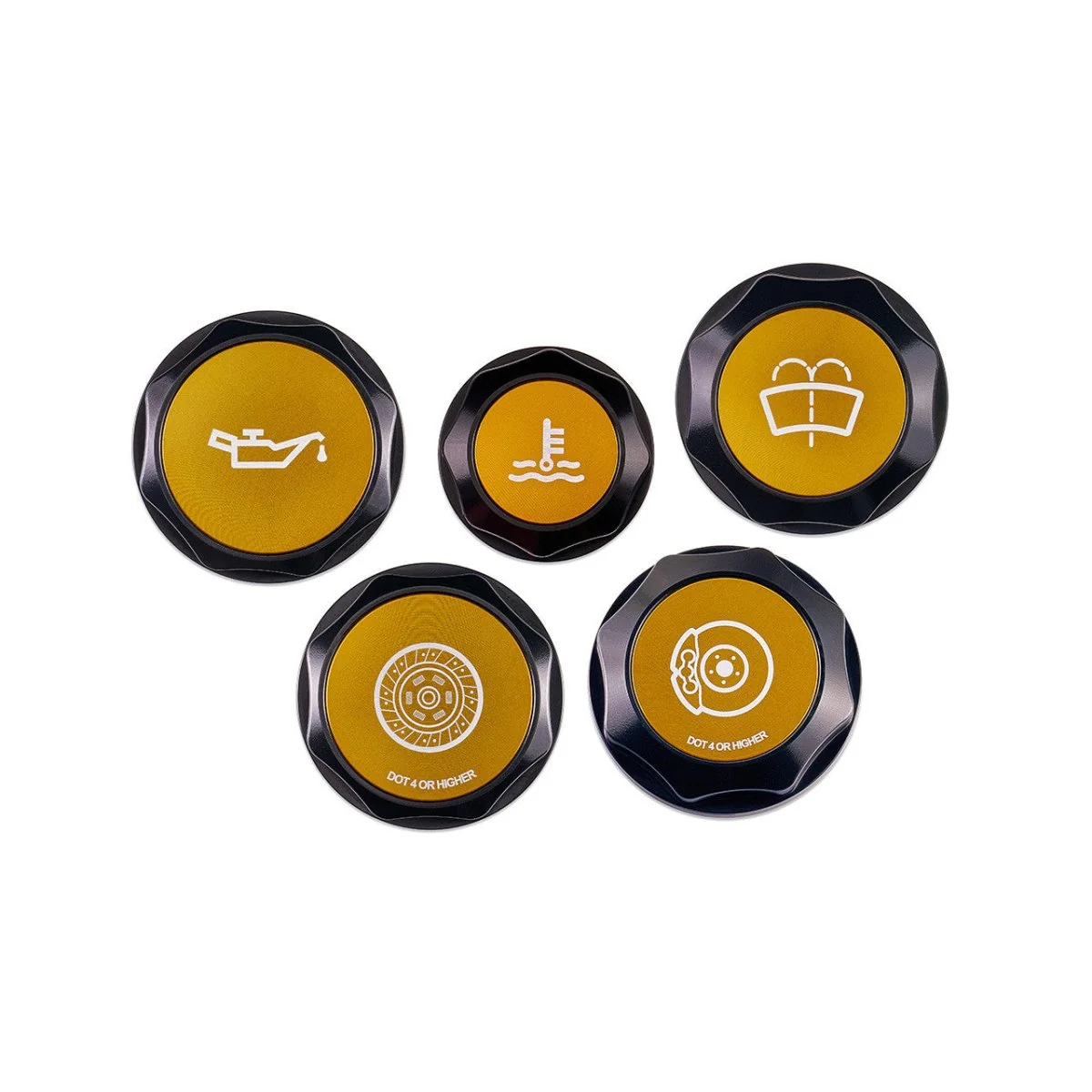 IAG Performance Revolve Engine Bay Dress Up Cap Kit Black w/ Gold Accent 2022-2026 WRX / 2013-2026 BRZ / 2013-2016 FRS / 2017-2020 GT86 / 2022-2026 GR86