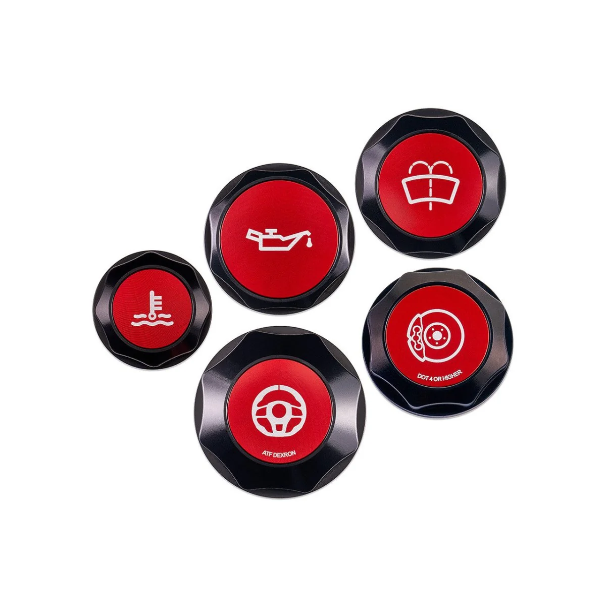 IAG Performance Revolve Engine Bay Dress Up Cap Kit Black w/ Red Accent 2015-2021 STI