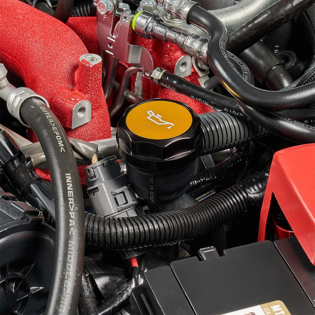 IAG Performance Revolve Engine Oil Cap Black w/ Gold Accent 2002-2026 WRX / 2004-2021 STI / 2013-2026 BRZ / 2005-2009 Legacy GT / 2004-2008 Forester XT - Image 6