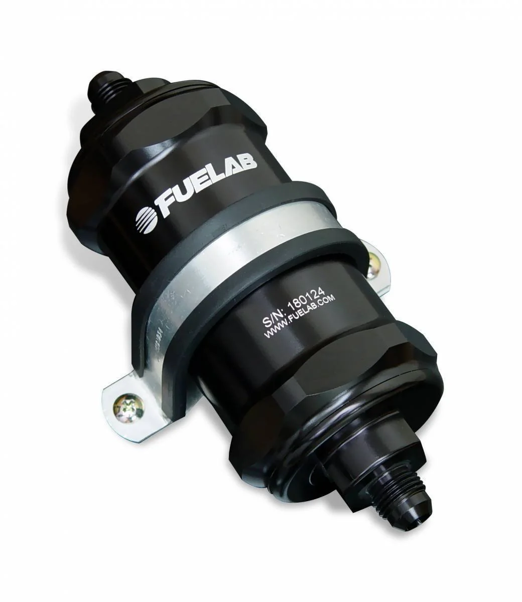 Fuelab In-Line Fuel Filter Standard Length -8AN Inlet/Outlet 6 Micron Fiberglass Element Black