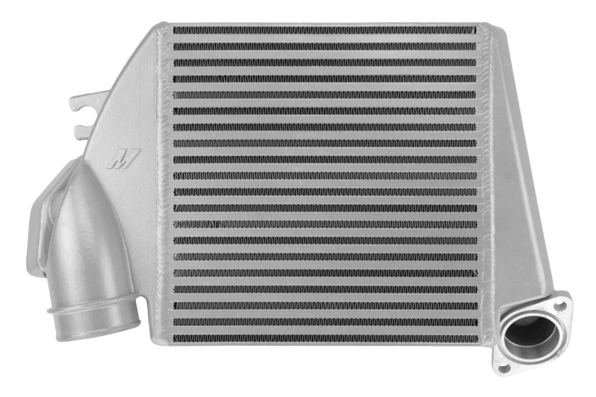 Mishimoto Top Mount Intercooler Silver w/ Blue Hose 2008-2014 WRX - Image 6