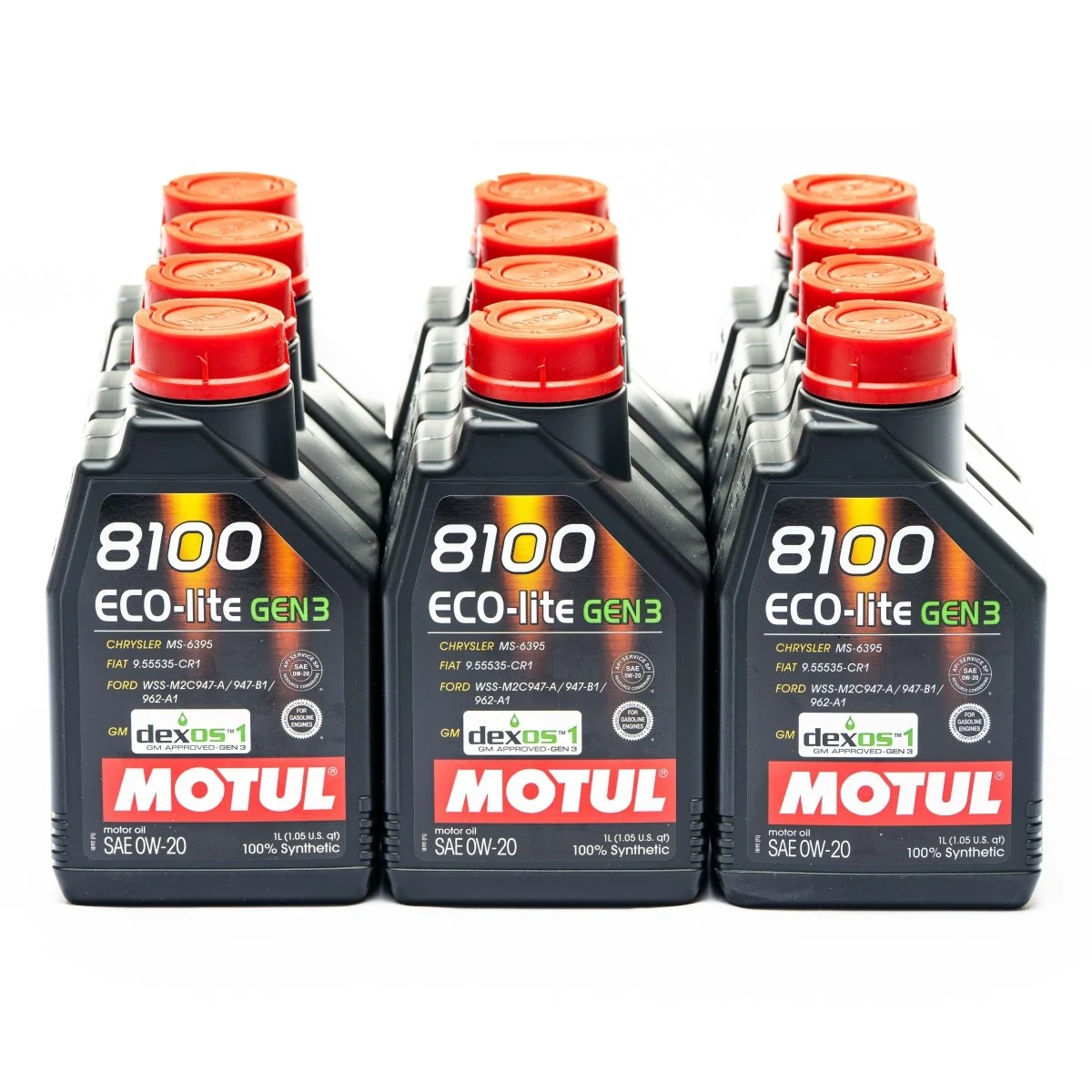 Motul 8100 0W-20 Eco-lite GEN3 Motor Oil Case (12x 1L Bottles)