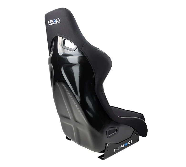 NRG Innovations Fiber Glass Fixed Back Racing Seat Large Black Cloth w/ Leather Patches - Image 5