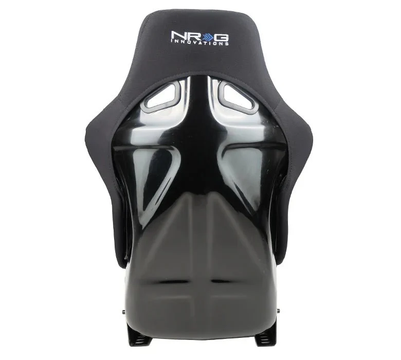 NRG Innovations Fiber Glass Fixed Back Racing Seat Large Black Cloth w/ Leather Patches - Image 6