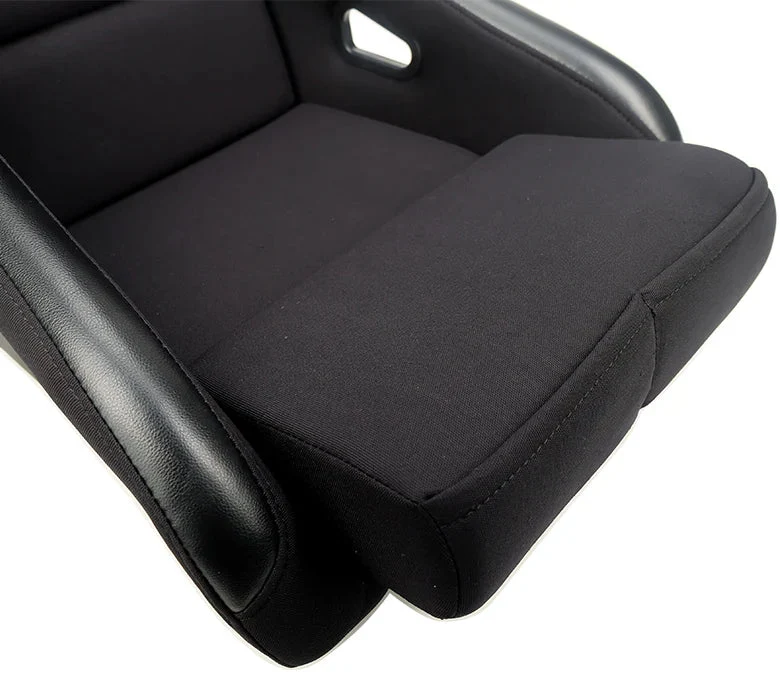 NRG Innovations Fiber Glass Fixed Back Racing Seat Large Black Cloth w/ Leather Patches - Image 7