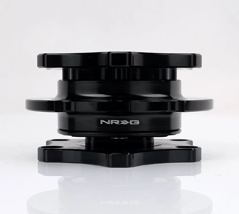 NRG SFI Rated Key Way Style Quick Release - Shiny Black Body / Shiny Black Ring