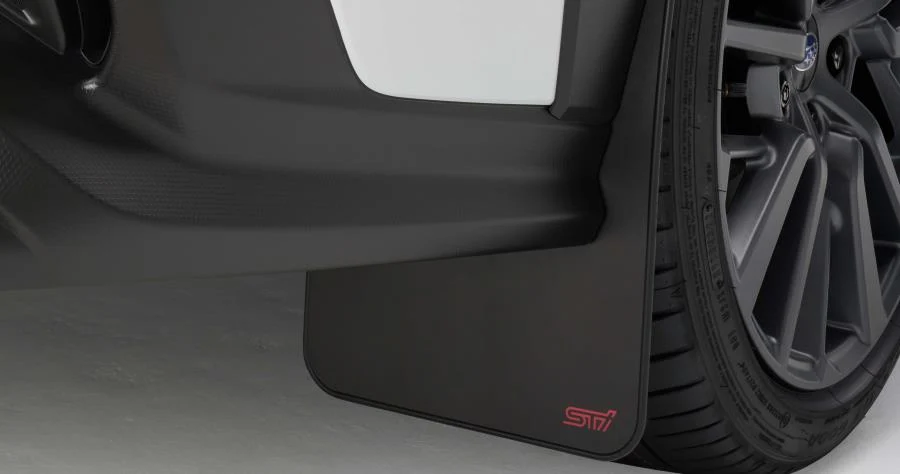 Subaru OEM Mudflap Set Black w/ Cherry Red STI Logo 2022-2026 WRX - Image 2