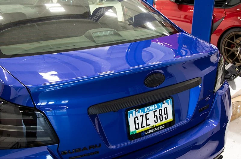 OLM Paint Matched Trunk Hole Delete World Rally Blue 2015-2021 WRX / STI - Image 2