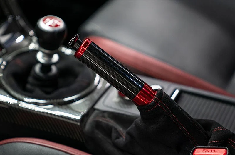 OLM Signature Series E-Brake Handle Black Carbon w/ Red 15-21 WRX / STI / 13-25 BRZ / FRS / 86 - Image 5