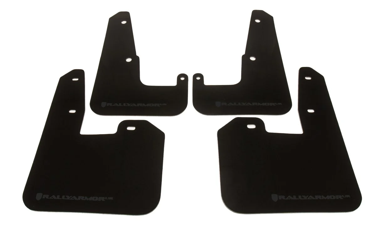 Rally Armor UR Mudflaps Black Urethane Grey Logo 2011-2014 WRX Sedan / 2011-2014 STI Sedan