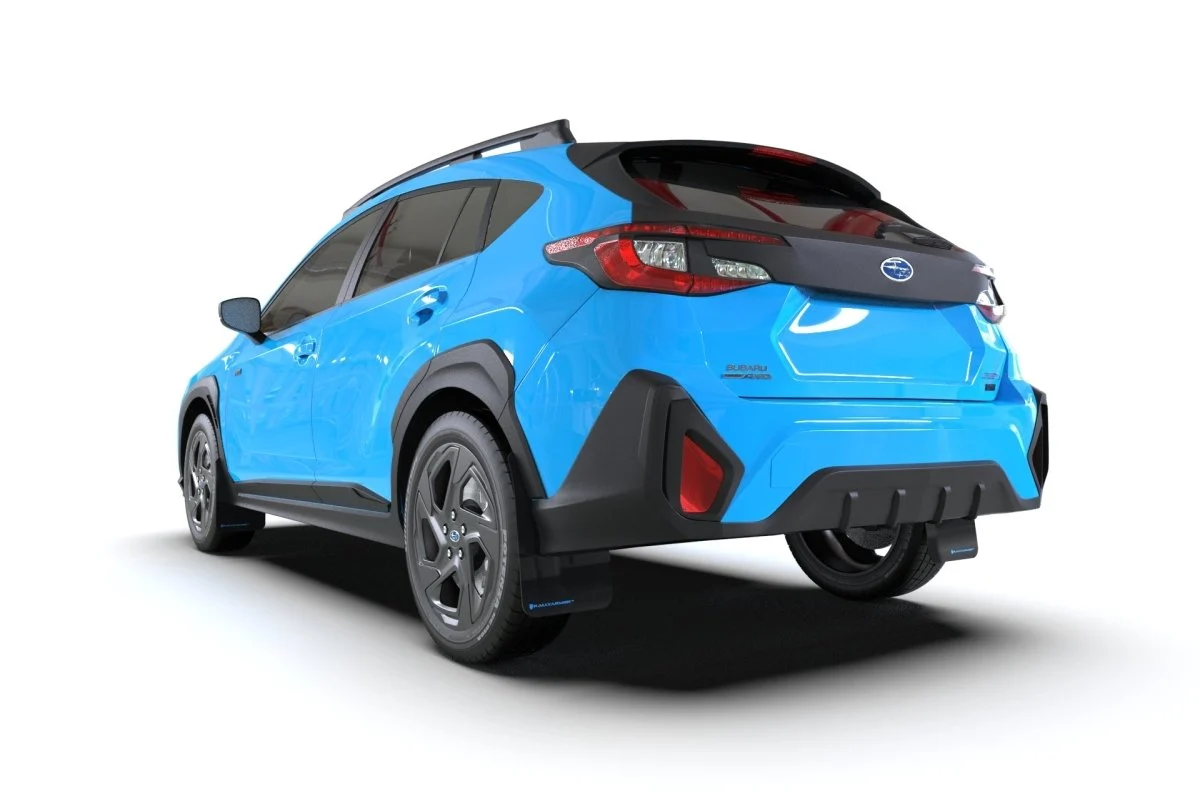 Rally Armor UR Mudflaps Black Urethane Light Blue Logo 2024 Crosstrek - Image 2