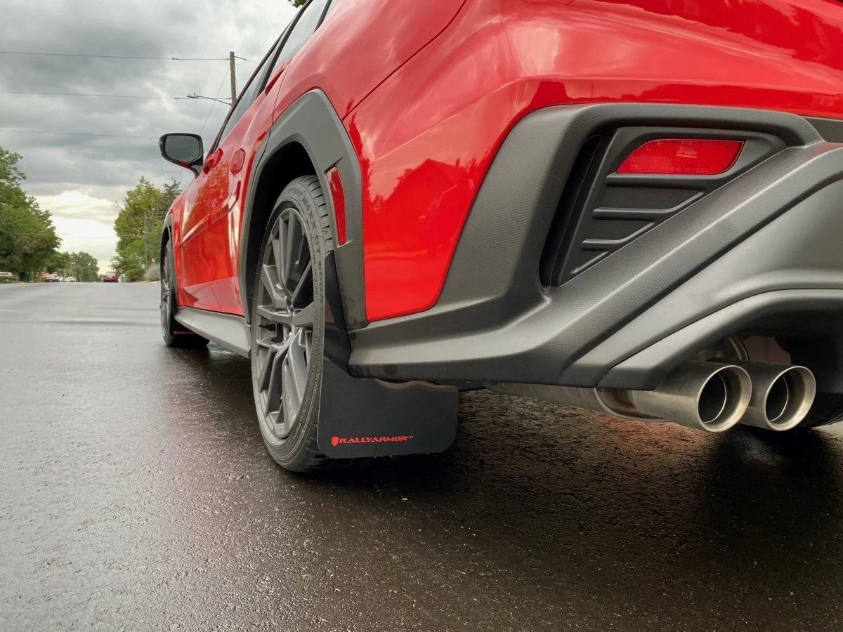 Rally Armor UR Mudflaps Black Urethane w/ New Era Red Logo 2022-2026 WRX - Image 2