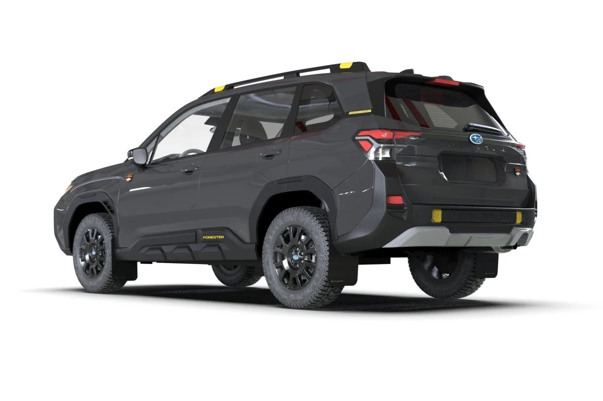 Rally Armor UR Mudflaps Black Urethane w/ Dark Grey Logo 2026 Forester Wilderness - Image 3