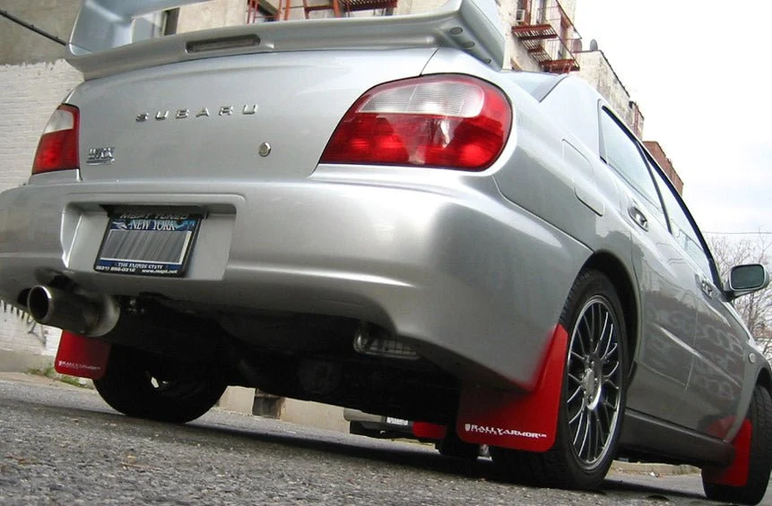Rally Armor UR Mudflaps Red Urethane White Logo 2002-2007 Impreza / 2002-2007 WRX / 2004-2007 STI - Image 2