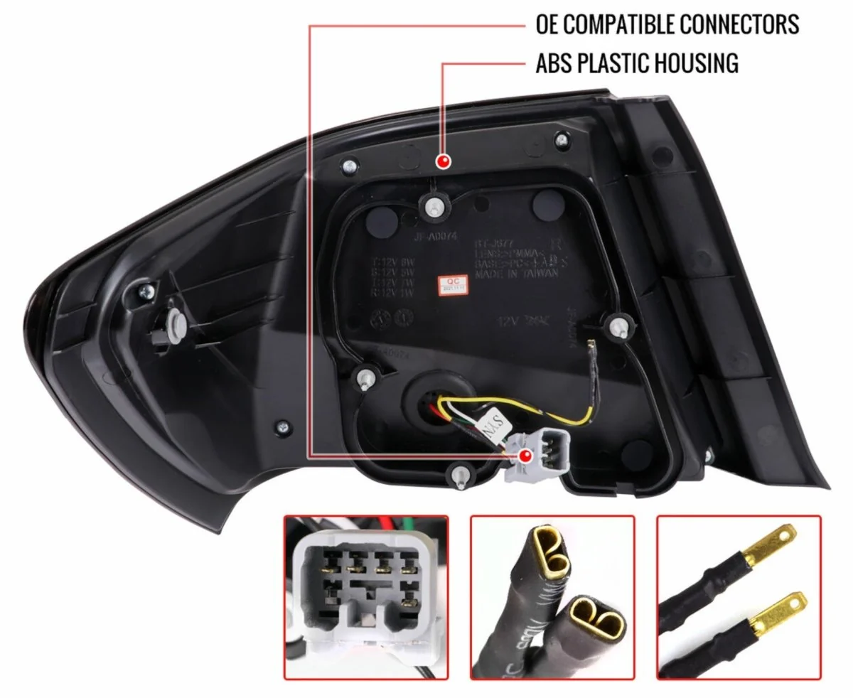 Spec-D Optic Style Sequential LED Tail Lights Gloss Black Housing w/ Smoke Lens and White Bar 2008-2014 WRX Sedan / 2011-2014 STI Sedan - Image 12