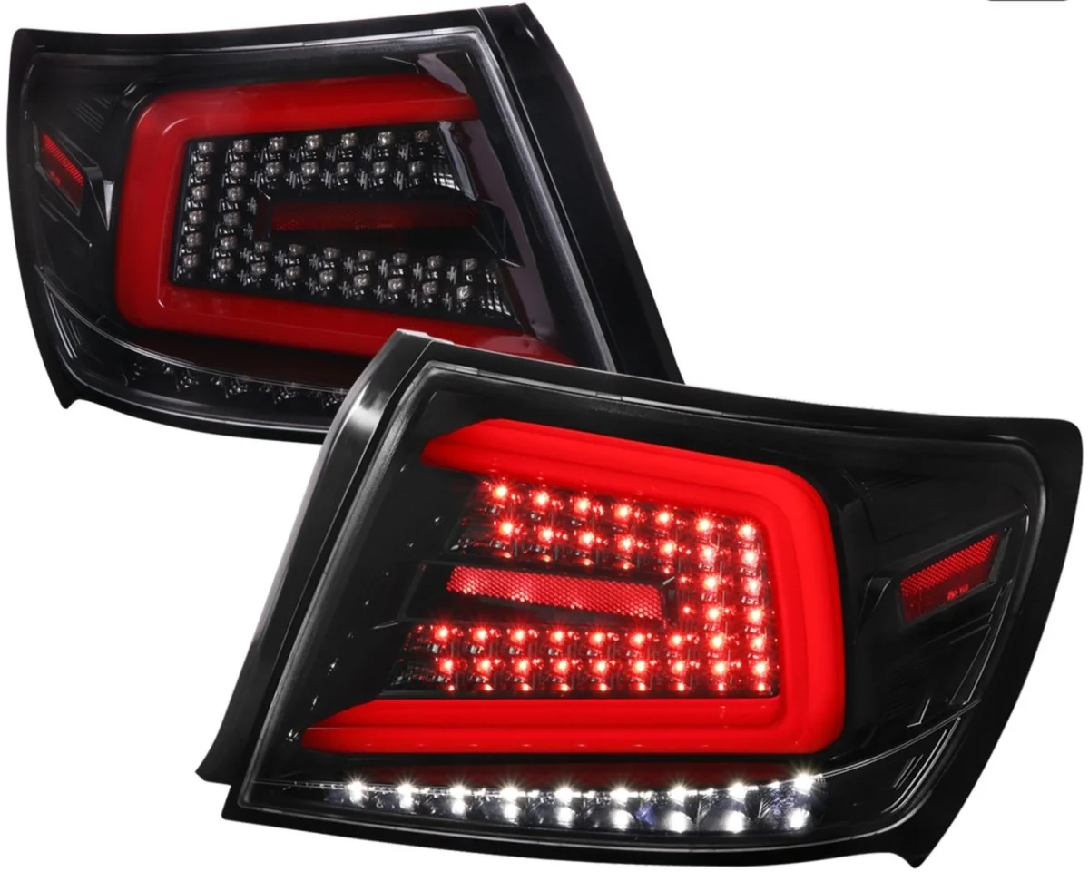 Spec-D Optic Style Sequential LED Tail Lights Gloss Black Housing w/ Clear Lens and Red Bar 2008-2014 WRX Sedan / 2011-2014 STI Sedan - Image 4