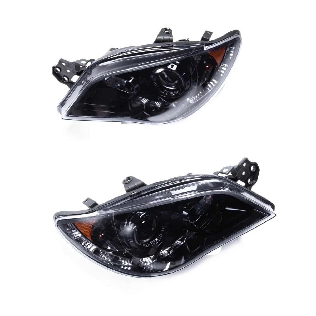 Spec-D LED Bar Style Projector Headlights w/ Gloss Black Base and Clear Lens 2006-2007 WRX / 2006-2007 STI w/ OEM Halogen Lights