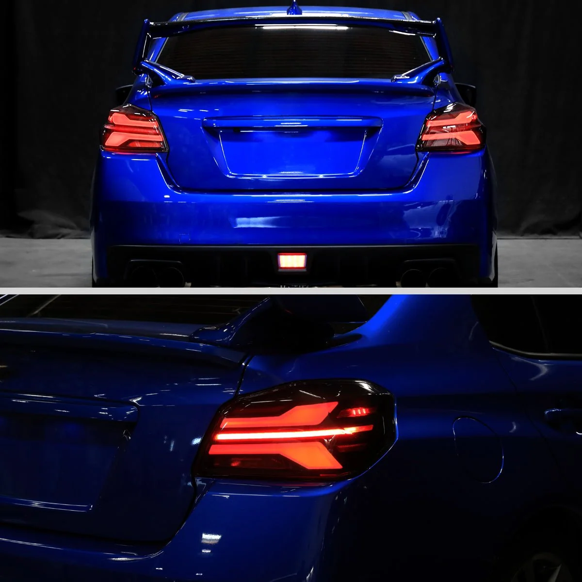 Spec-D New Era Style Sequential LED Tail Lights Matte Black Housing w/ Clear Lens and Red Bar 2015-2021 WRX / 2015-2021 STI - Image 2