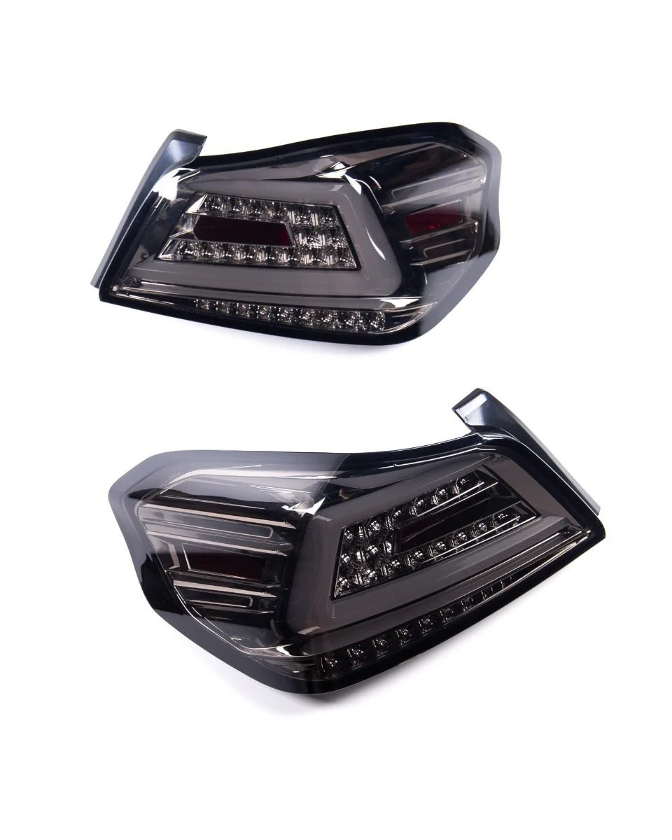Spec-D Optic Style Sequential LED Tail Lights Chrome Housing w/ Smoked Lens and White Bar 2015-2021 WRX / 2015-2021 STI