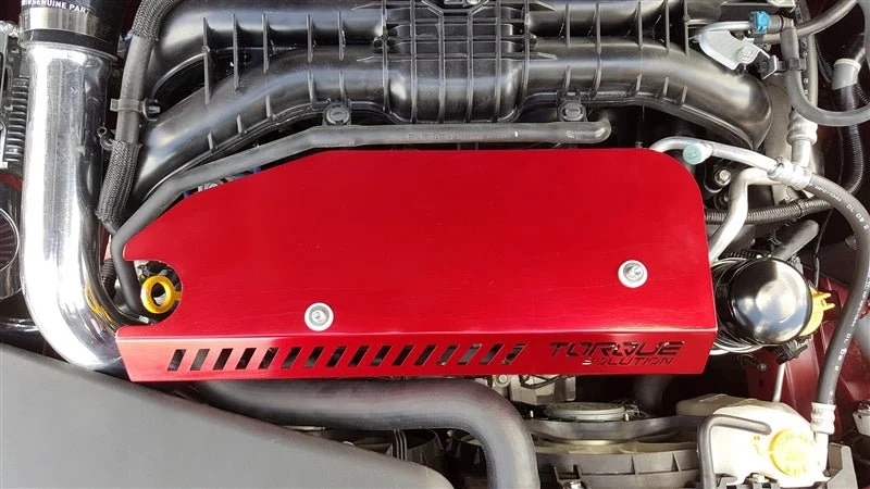 Torque Solution Engine Pulley Cover Red 2015-2021 WRX / 2014-2018 Forester XT - Image 3