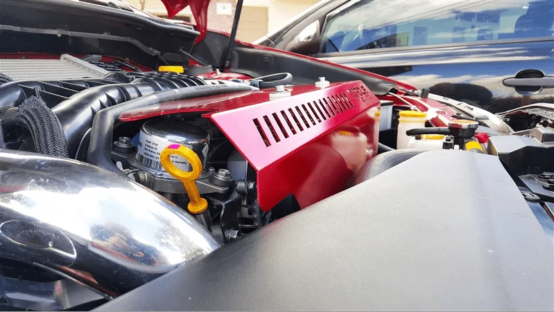Torque Solution Engine Pulley Cover Red 2015-2021 WRX / 2014-2018 Forester XT - Image 7
