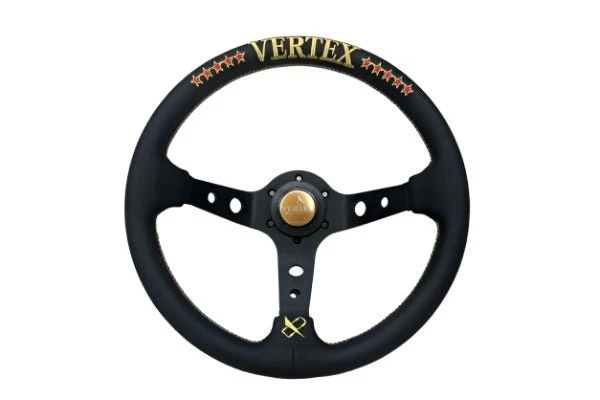 VERTEX 10 Star Steering Wheel 330mm Leather w/ Gold Stitching